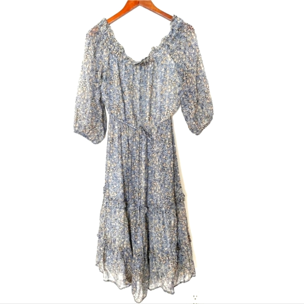 Anthropologe Dress Size 6 Peasant Off the Shoulder Midi Dress NWOT - Picture 2 of 12